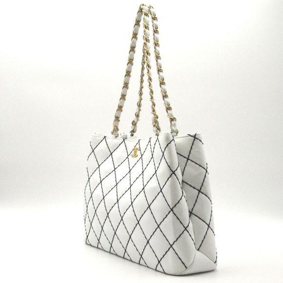 Chanel Matelasse Coco Mark Chain Shoulder Leather Shoulder Bag White - Picture 3 of 7